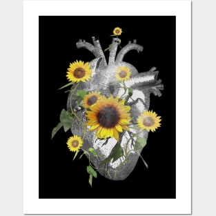 anatomical heart sunflowers cardiac nurse Posters and Art